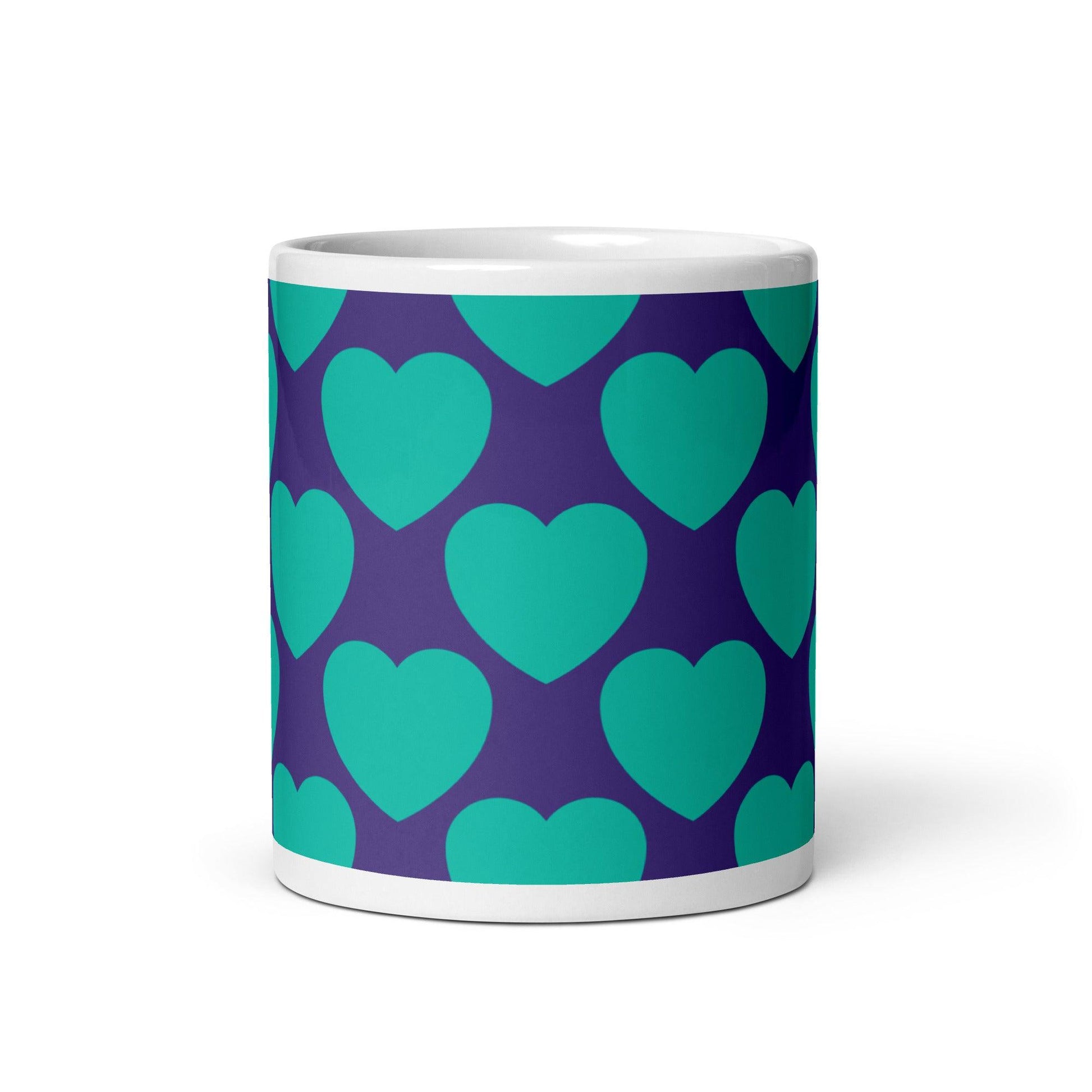 Mug - ELLIE LOVE mint purple - Bold heart print