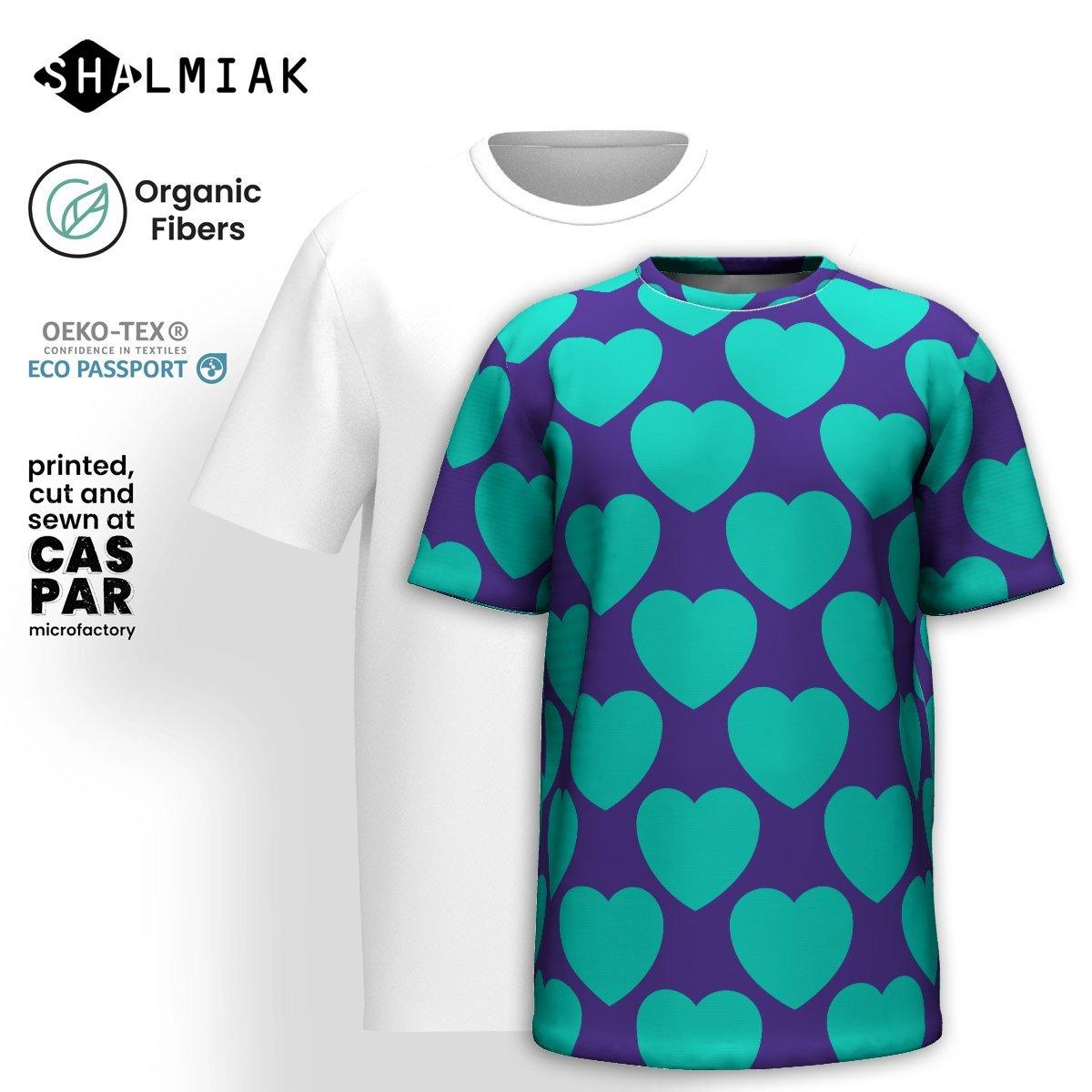 Organic cotton t-shirt - ELLIE LOVE mint purple - Bold heart print