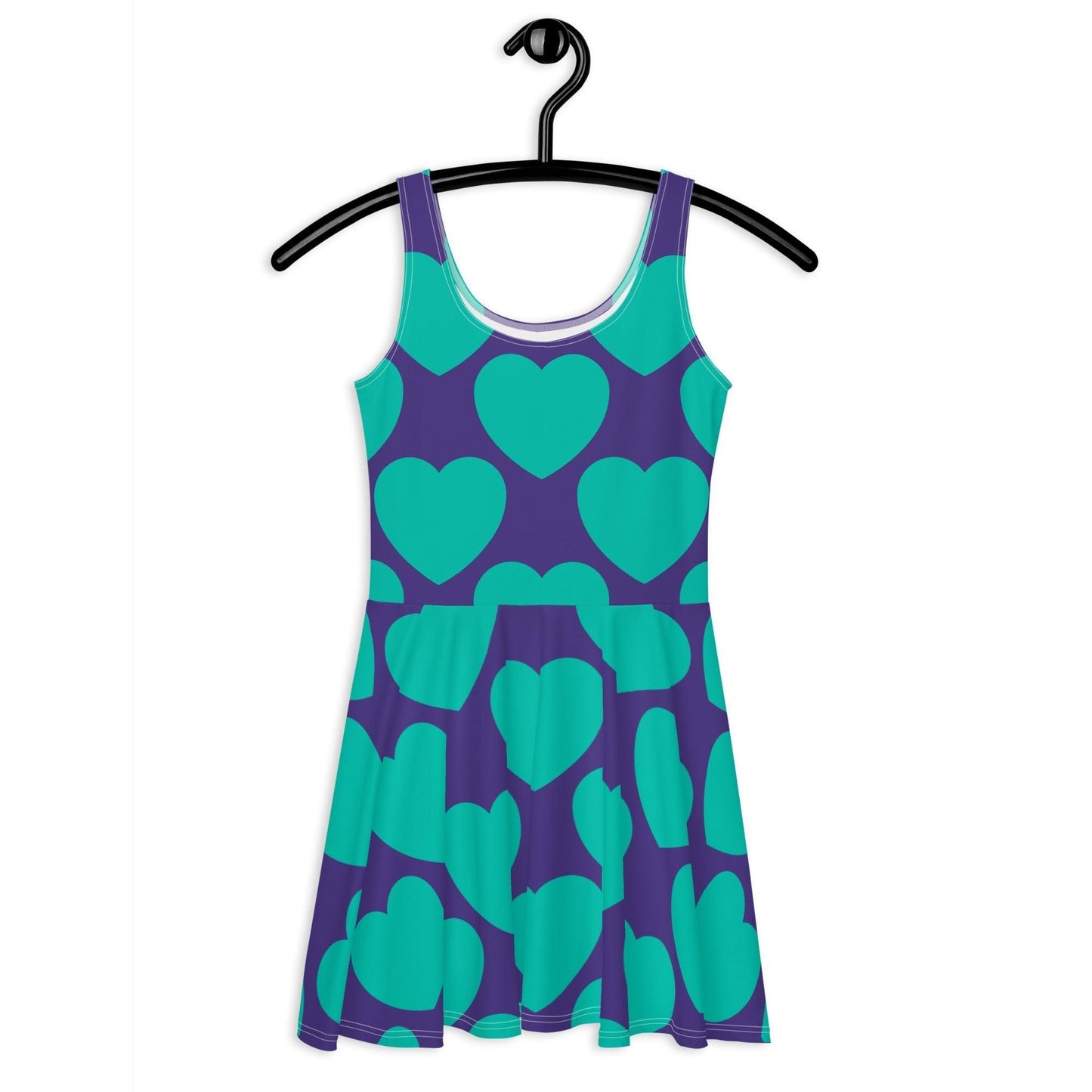 Skater dress - ELLIE LOVE mint purple - Bold heart print 3XL
