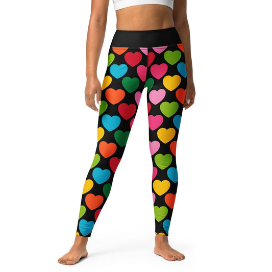Yoga leggings -2- ELLIE LOVE mix black - Bold heart print XL