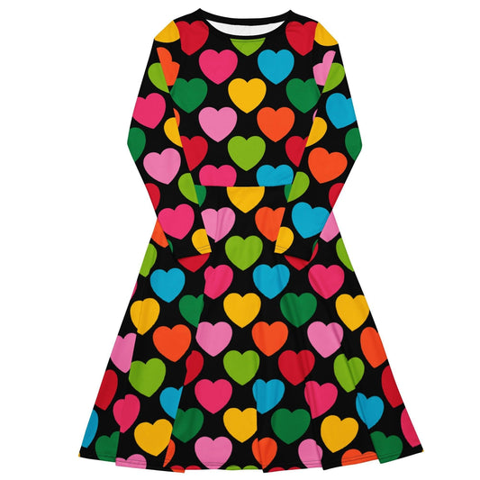 Midi dress - ELLIE LOVE mix black - Bold heart print