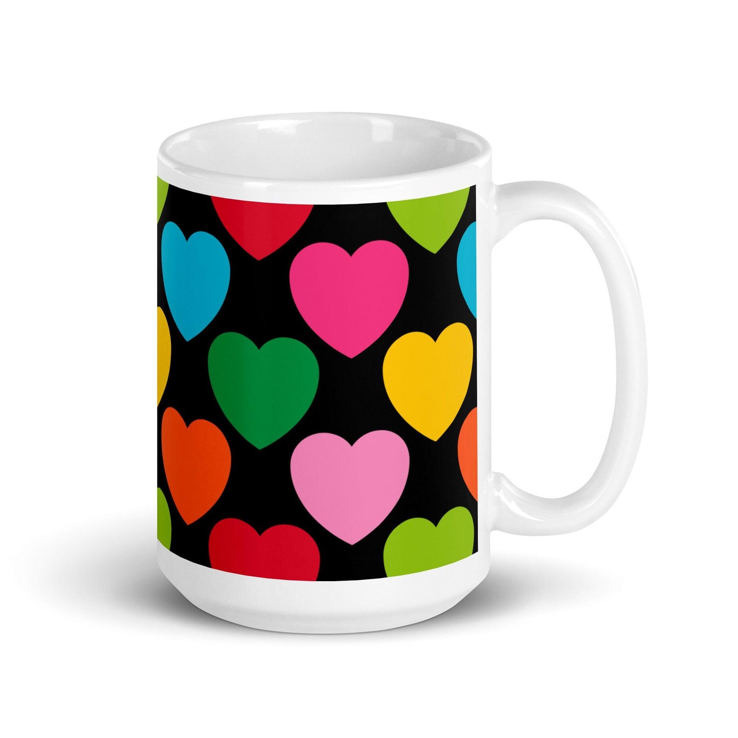 Mug - ELLIE LOVE mix black - Bold heart print 15 oz