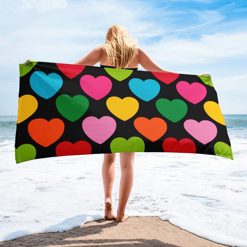 Towel - ELLIE LOVE mix black - Bold heart print Default Title