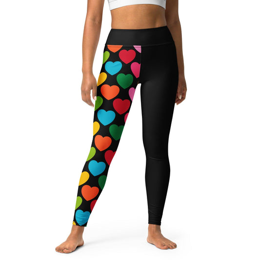 Yoga leggings - ELLIE LOVE mix black - Bold heart print XL