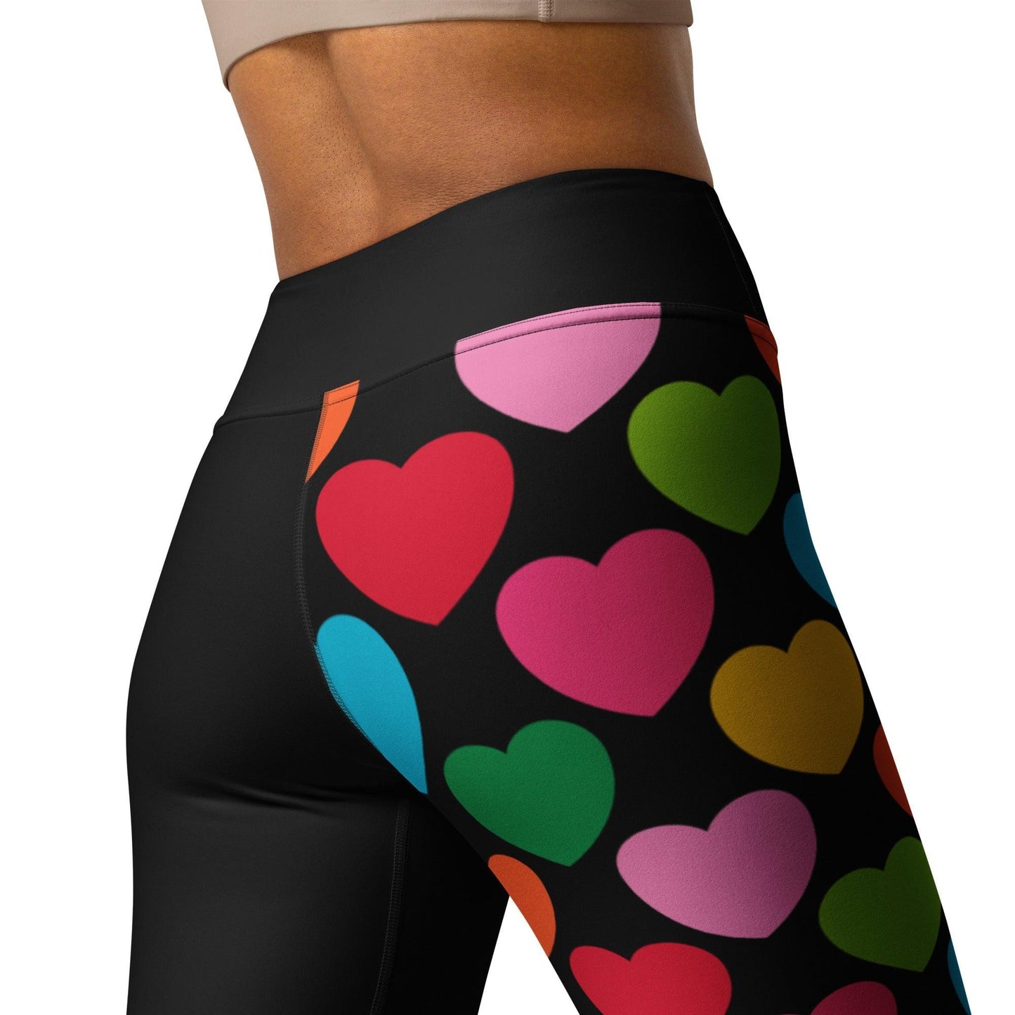 Yoga leggings - ELLIE LOVE mix black - Bold heart print