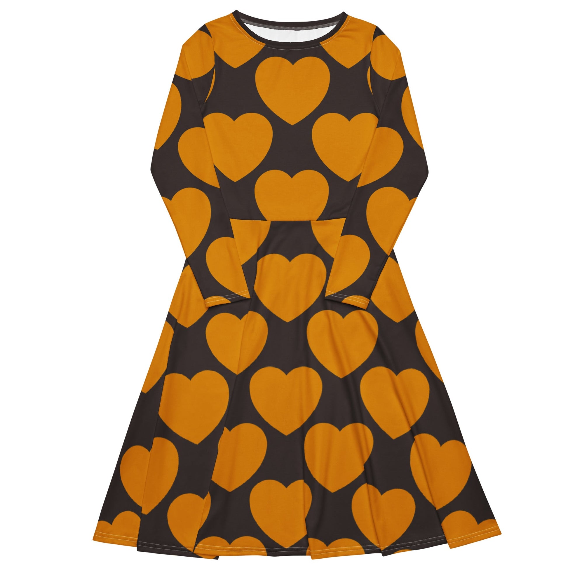 Midi dress - ELLIE LOVE orange brown - Bold heart print 6XL