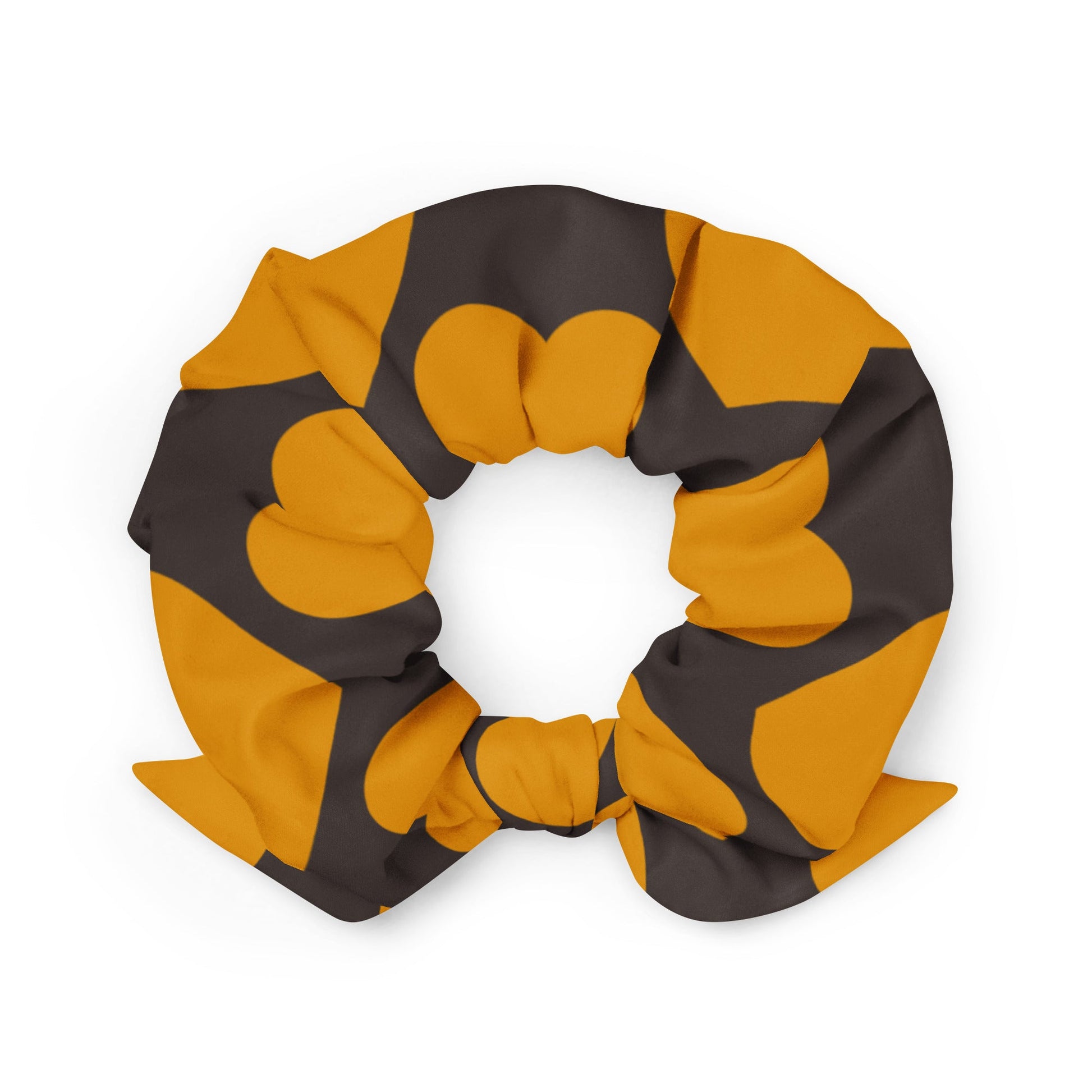 Scrunchie - ELLIE LOVE orange brown - Bold heart print