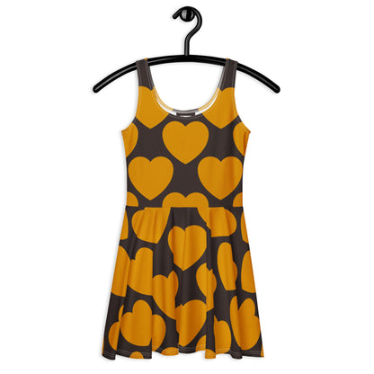 Skater Dress - ELLIE LOVE orange brown - Bold Heart Print