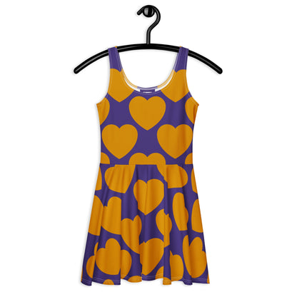 Skater Dress - ELLIE LOVE orange purple - Bold Heart Print