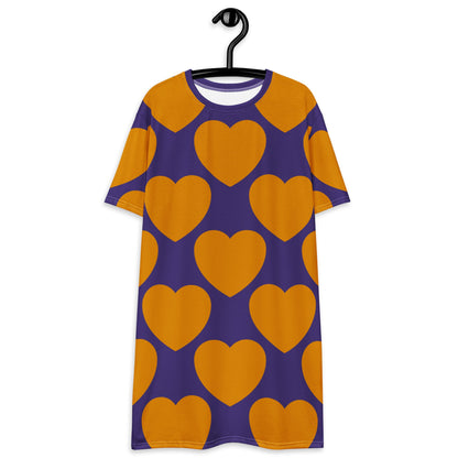 T-shirt dress - ELLIE LOVE orange purple - Bold heart print 6XL