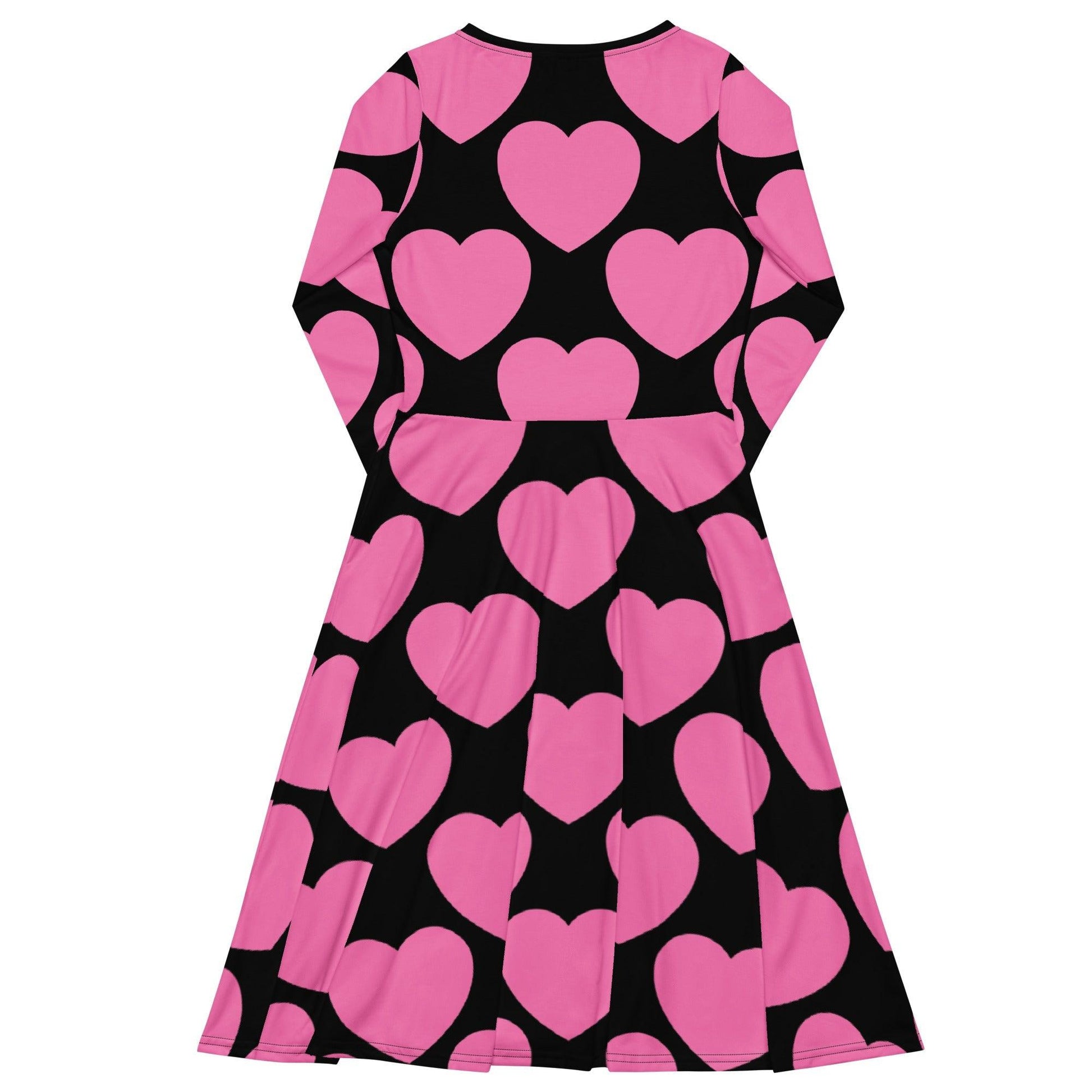 Midi dress - ELLIE LOVE pink black - Bold heart print 6XL