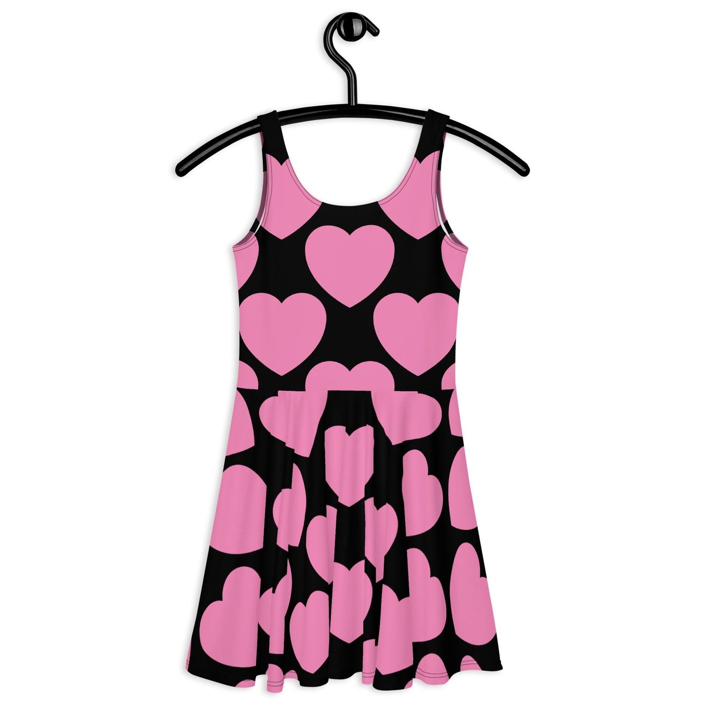 Skater dress - ELLIE LOVE pink black - Bold heart print 3XL
