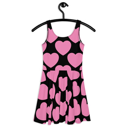 Skater dress - ELLIE LOVE pink black - Bold heart print 3XL