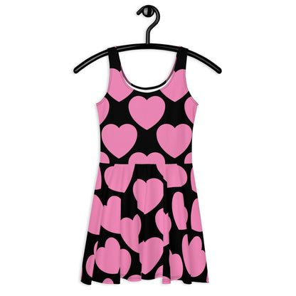 Skater dress - ELLIE LOVE pink black - Bold heart print