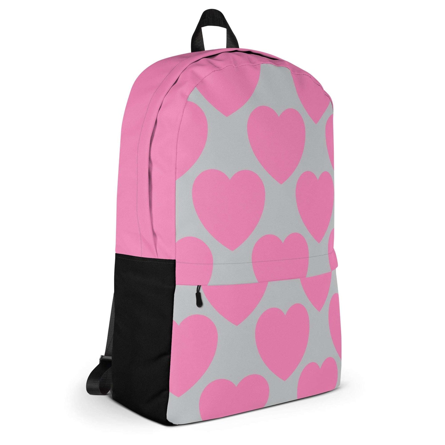 Backpack - ELLIE LOVE pink grey - Bold heart print