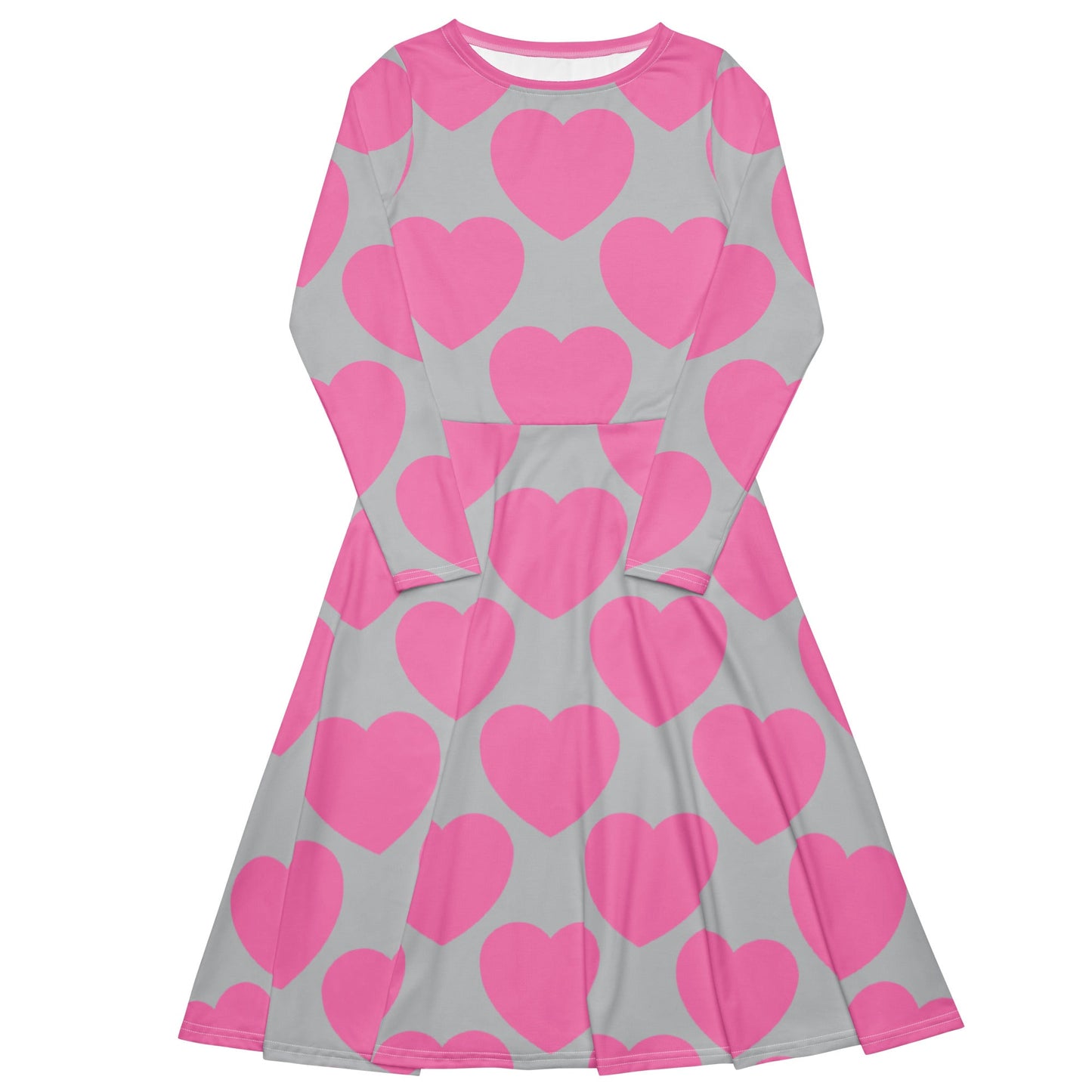 Midi dress - ELLIE LOVE pink grey - Bold heart print 6XL