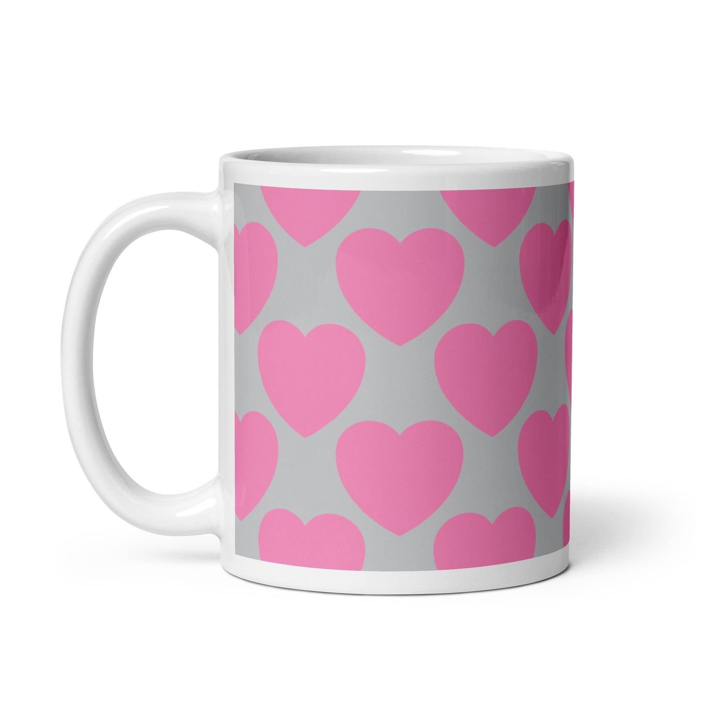 Mug - ELLIE LOVE pink grey - Bold heart print