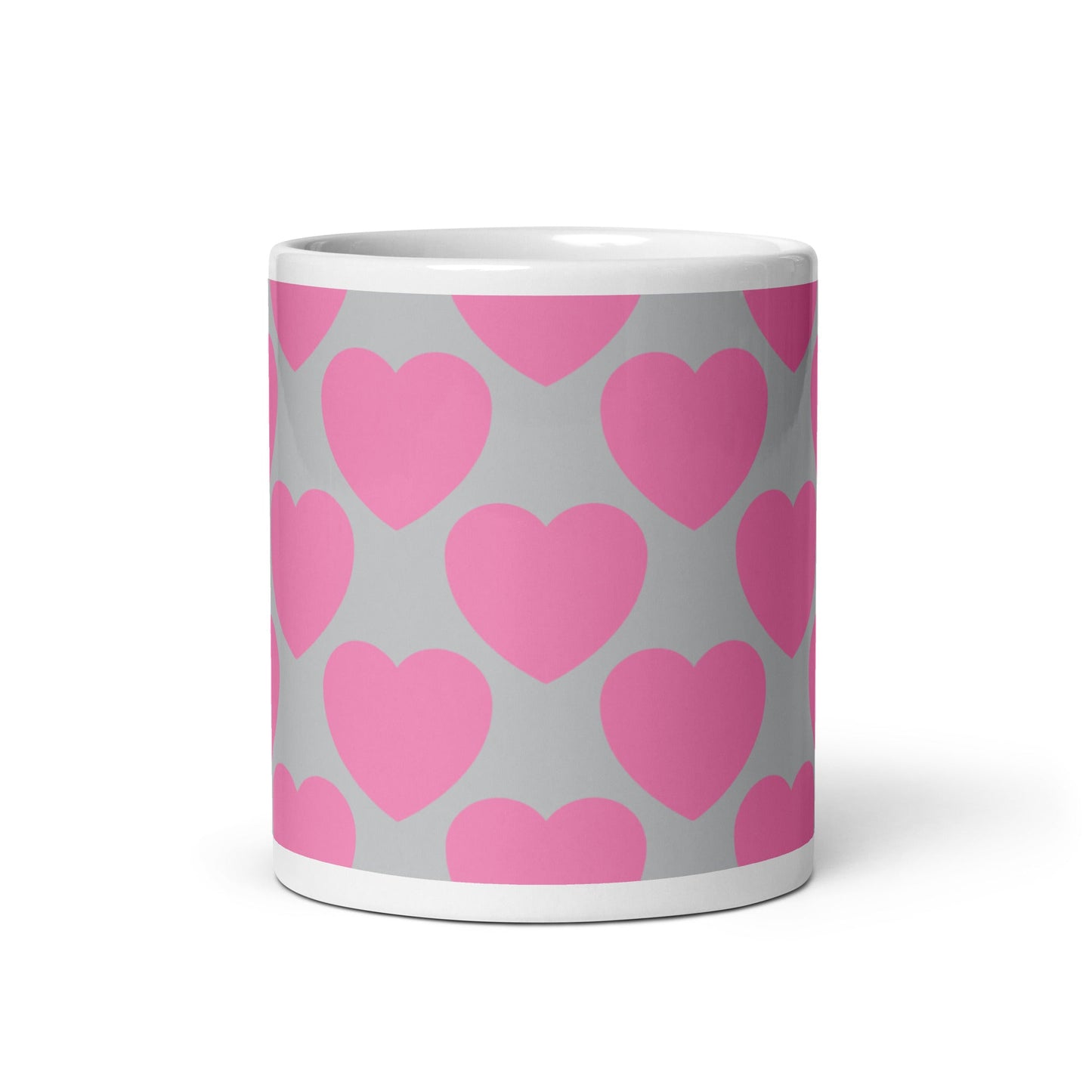 Mug - ELLIE LOVE pink grey - Bold heart print
