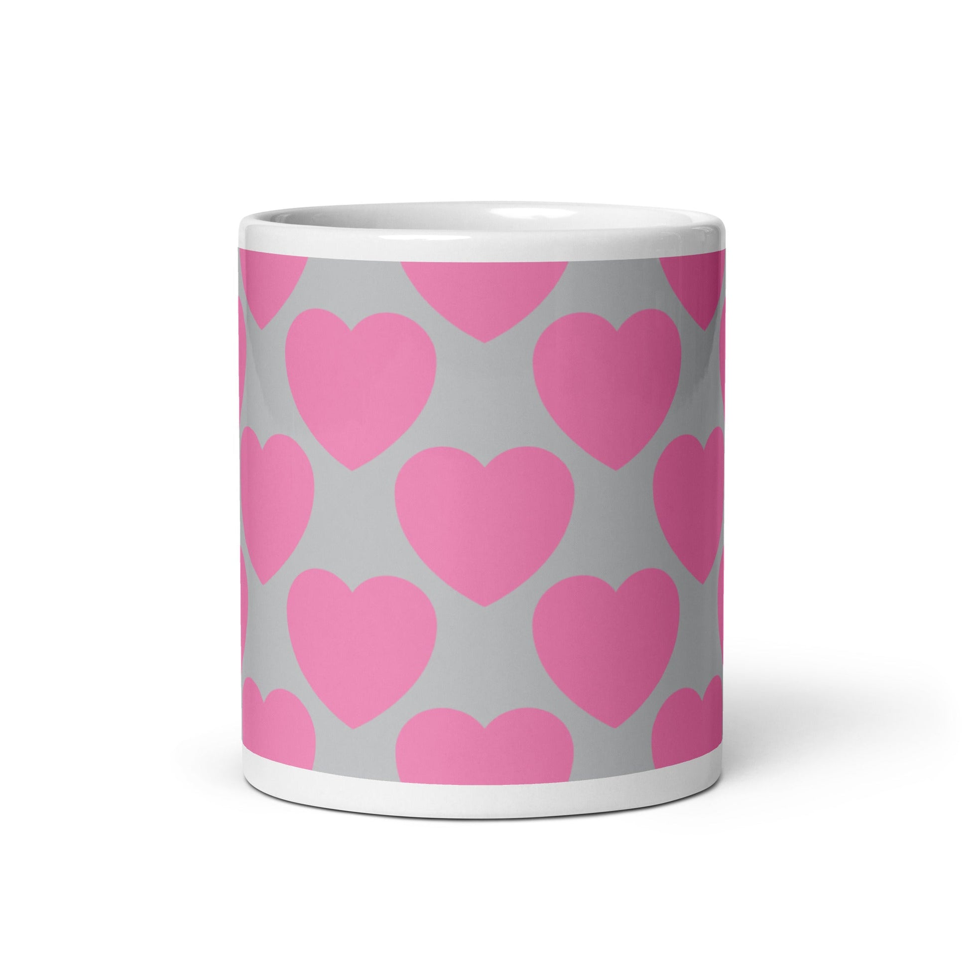 Mug - ELLIE LOVE pink grey - Bold heart print