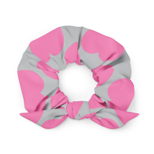 Scrunchie - ELLIE LOVE pink grey - Bold heart print Default Title