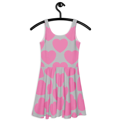Skater Dress - ELLIE LOVE pink grey - Bold Heart Print