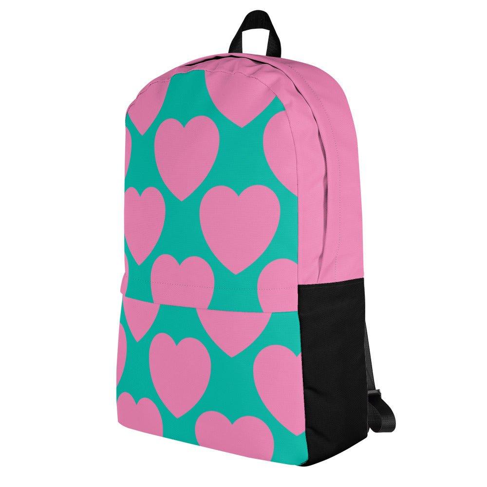 Backpack - ELLIE LOVE pink mint - Bold heart print