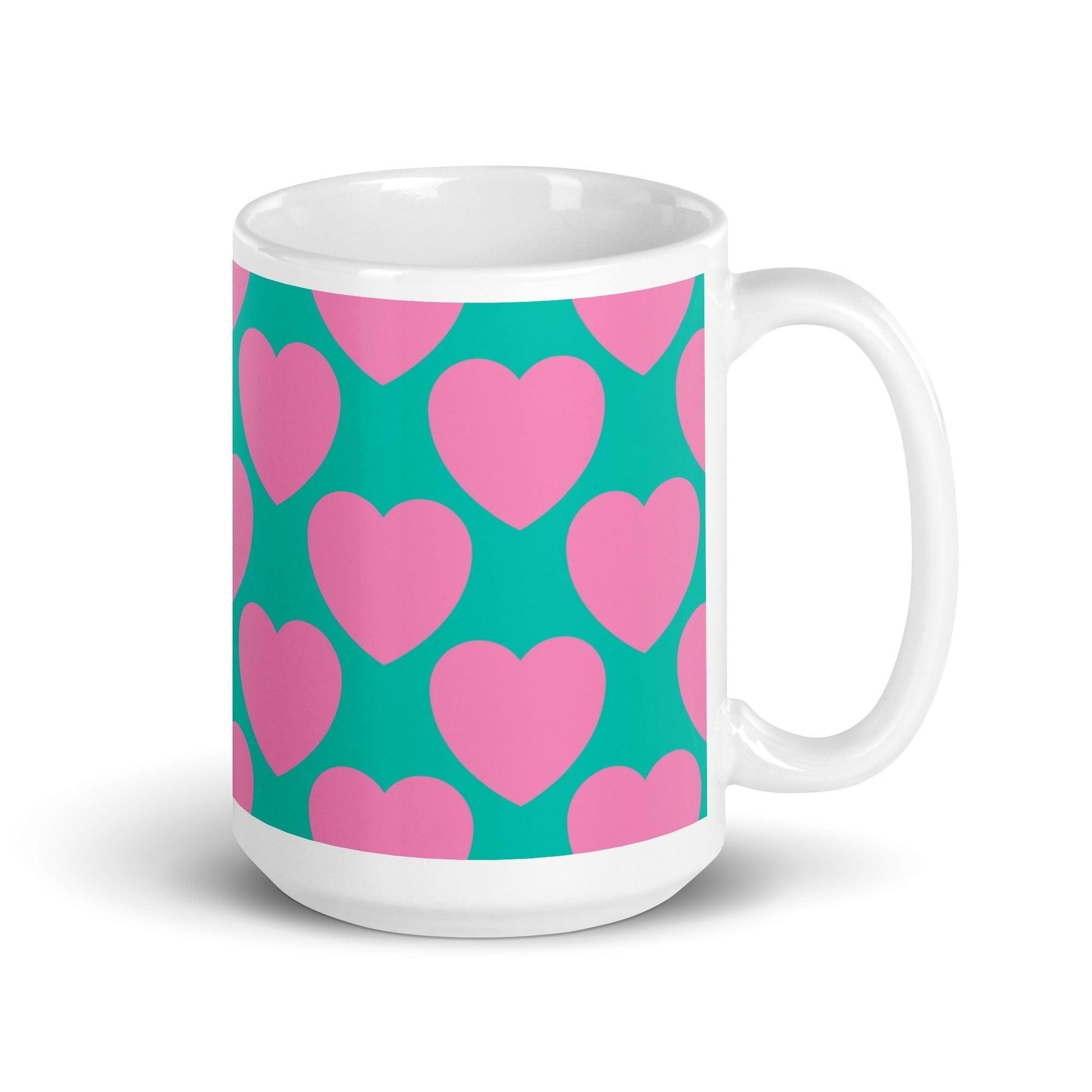 Mug - ELLIE LOVE pink mint - Bold heart print