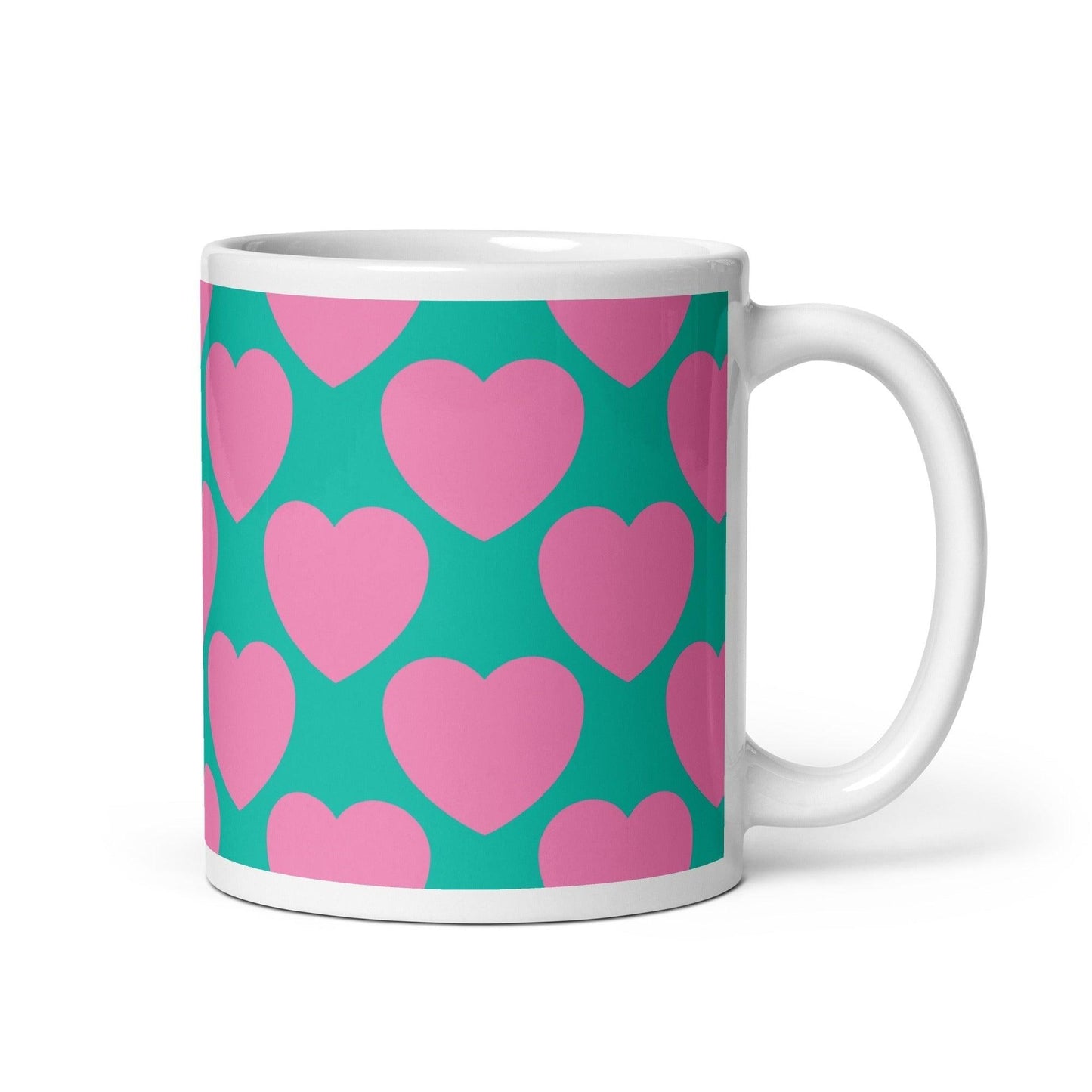 Mug - ELLIE LOVE pink mint - Bold heart print