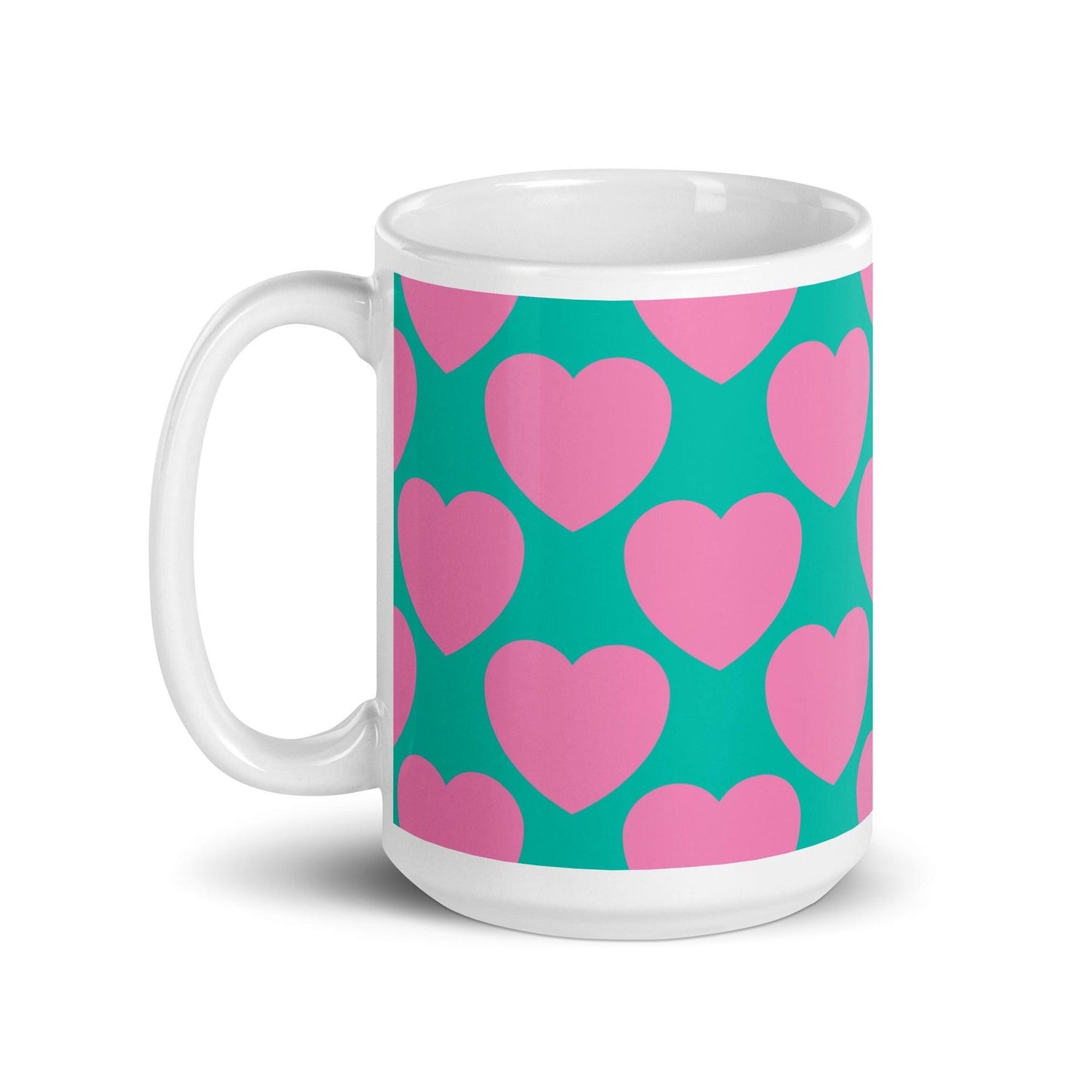 Mug - ELLIE LOVE pink mint - Bold heart print