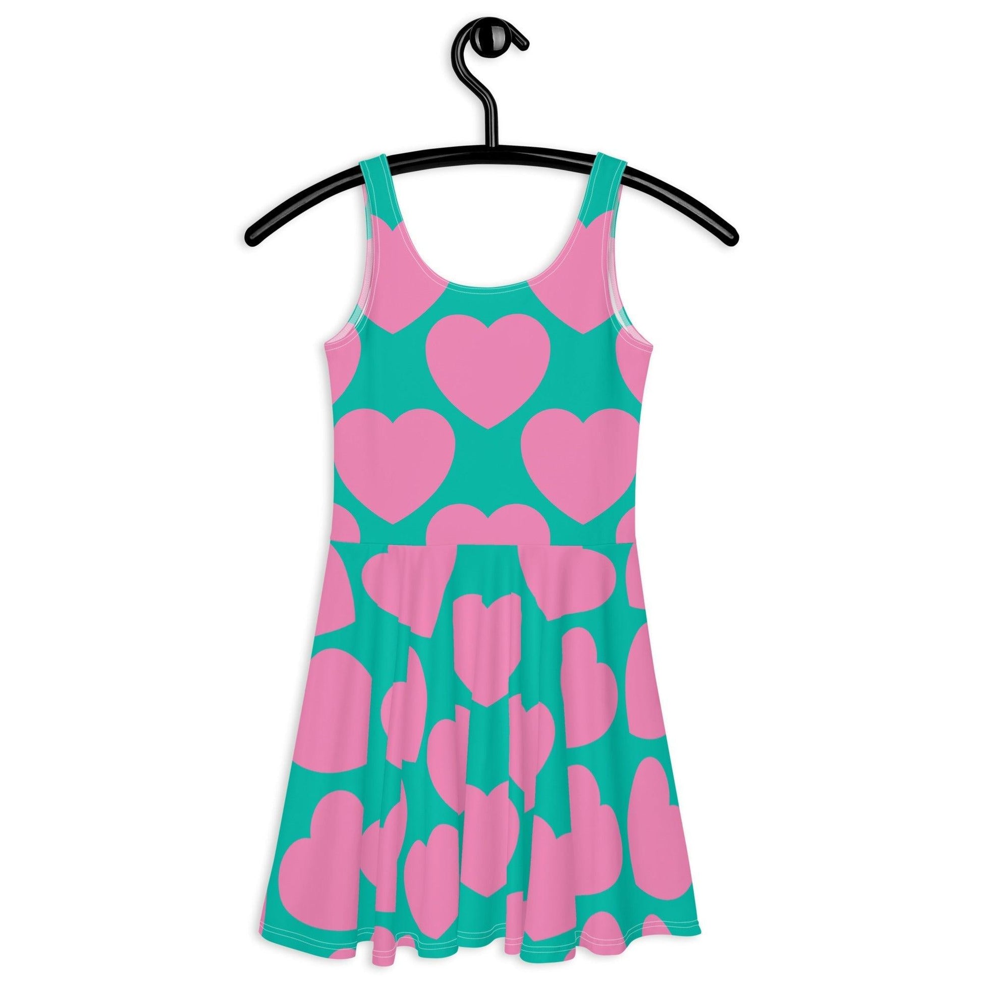 Skater dress - ELLIE LOVE pink mint - Bold heart print