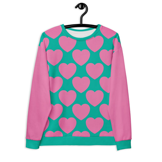 Sweatshirt - ELLIE LOVE pink mint - Bold heart print 3XL