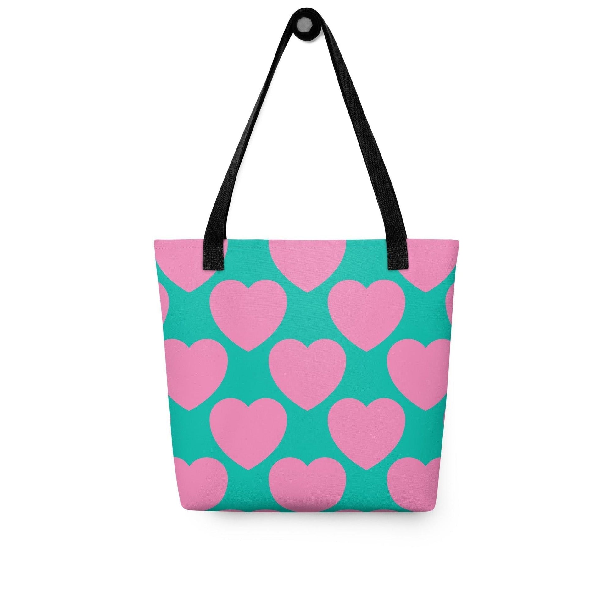 Tote bag - ELLIE LOVE pink mint - Bold heart print Default Title