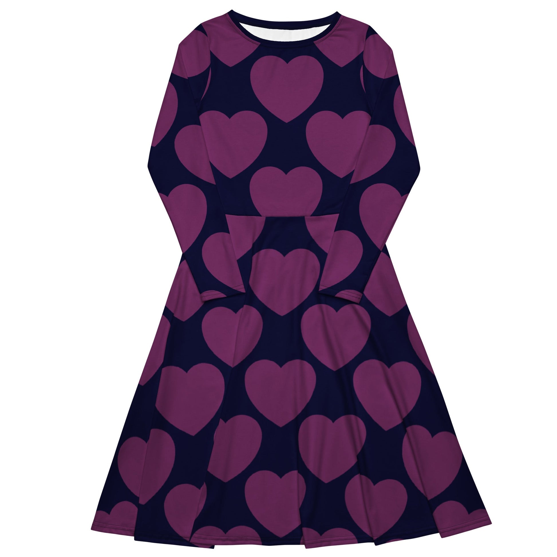 Midi dress - ELLIE LOVE plum - Bold heart print 6XL