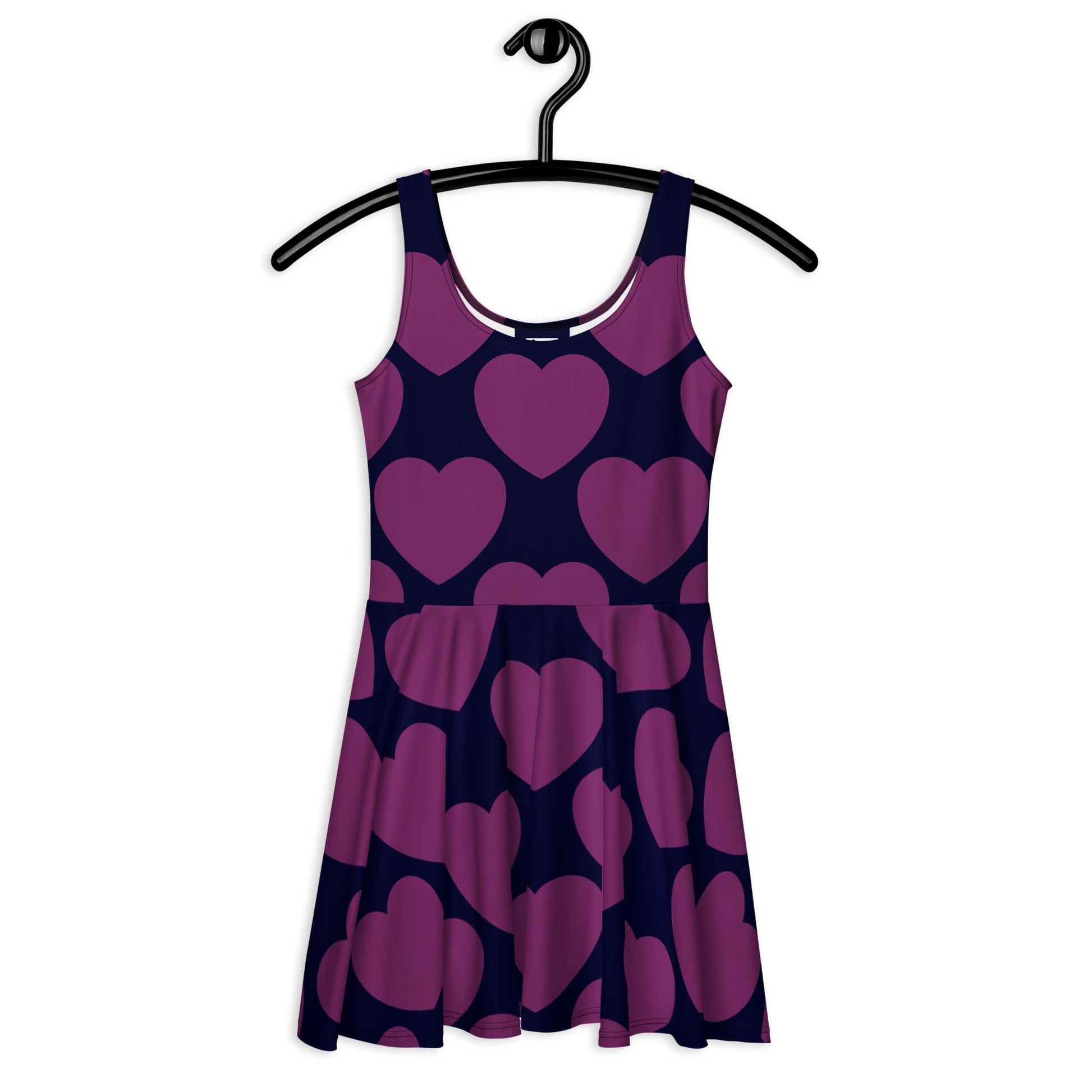 Skater dress - ELLIE LOVE plum - Bold heart print 3XL