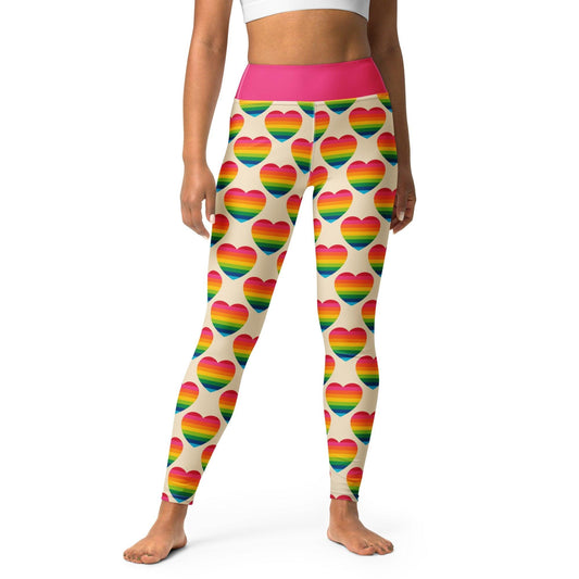 Yoga leggings -2- ELLIE LOVE rainbow - Bold heart print XL