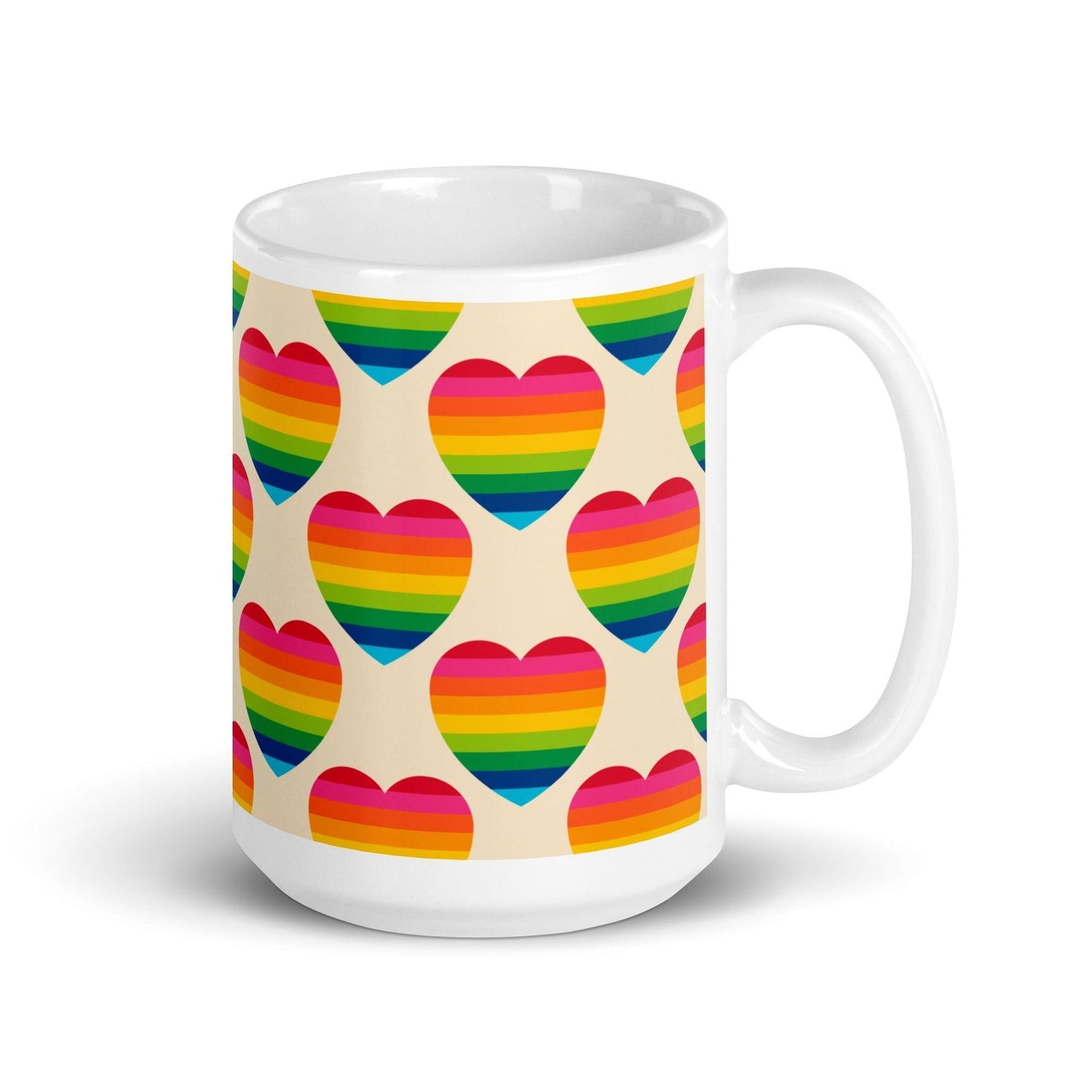 Mug - ELLIE LOVE rainbow - Bold heart print 15oz