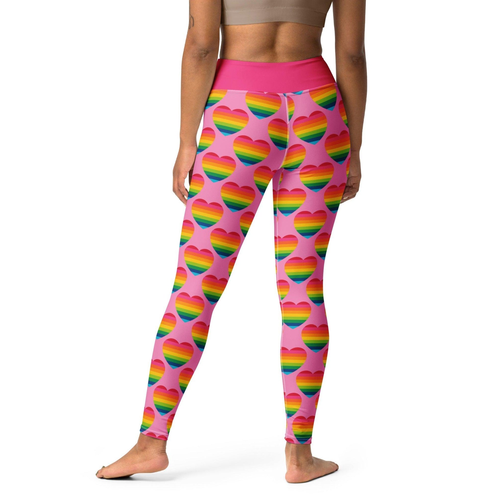 Yoga leggings -2- ELLIE LOVE rainbow pink - Bold heart print
