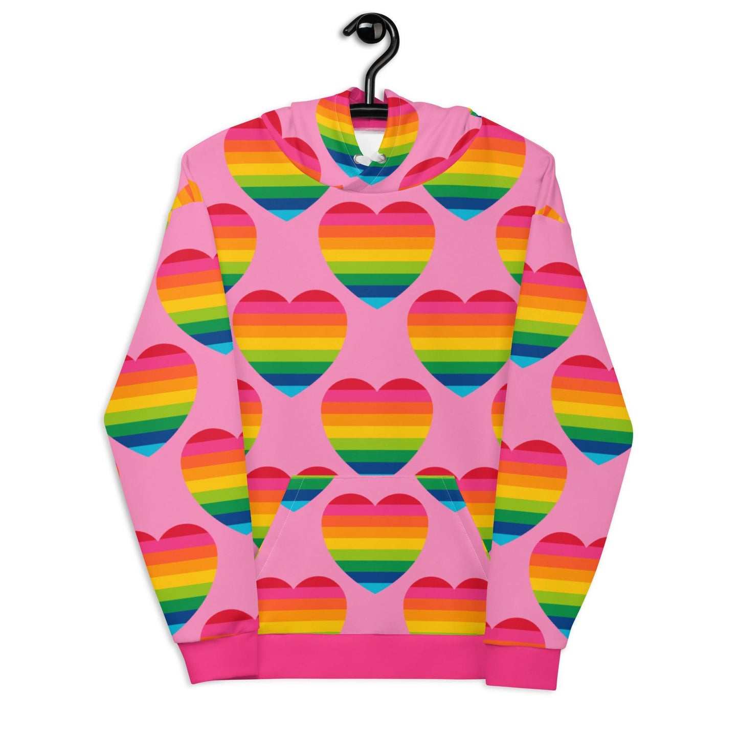 Hoodie - ELLIE LOVE rainbow pink - Bold heart print 6XL