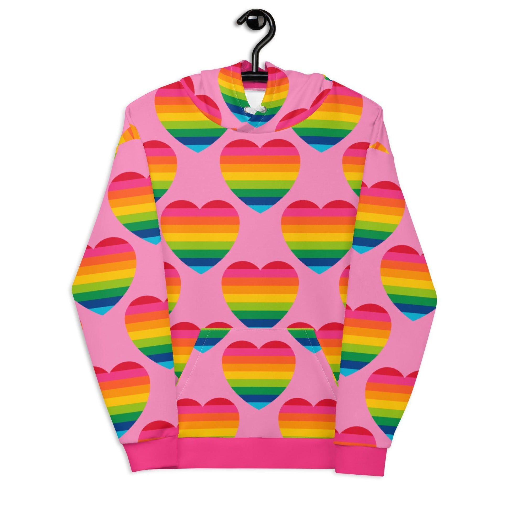Hoodie - ELLIE LOVE rainbow pink - Bold heart print 6XL