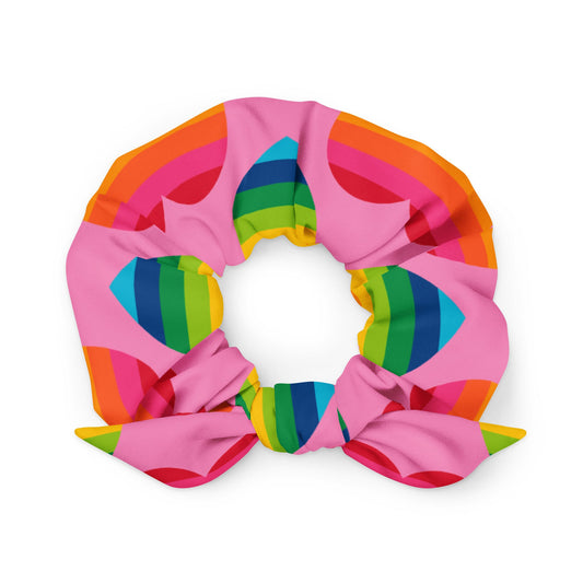 Scrunchie - ELLIE LOVE rainbow pink - Bold heart print Default Title
