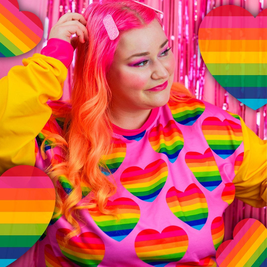Sweatshirt - ELLIE LOVE rainbow pink - Bold heart print