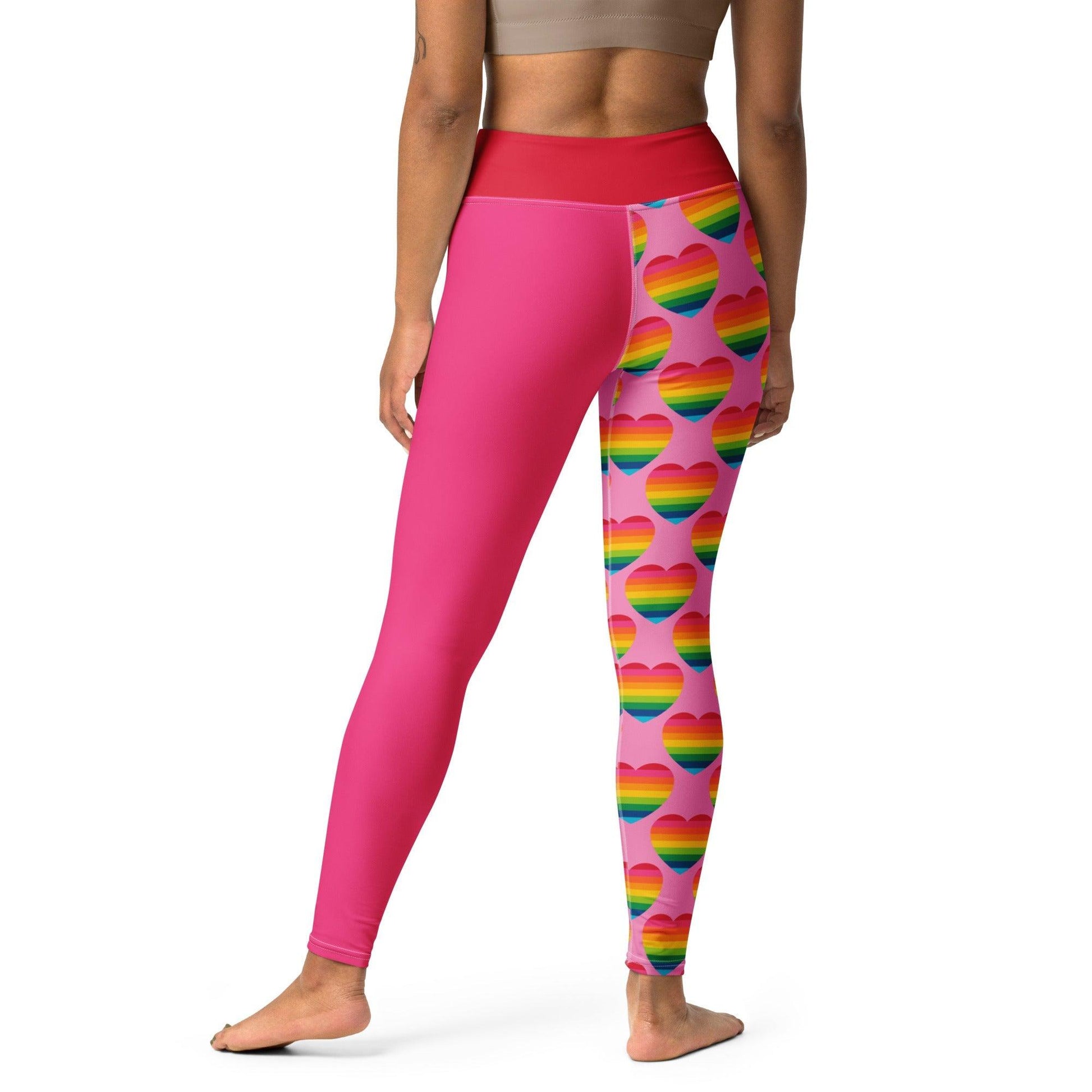 Yoga leggings - ELLIE LOVE rainbow pink - Bold heart print
