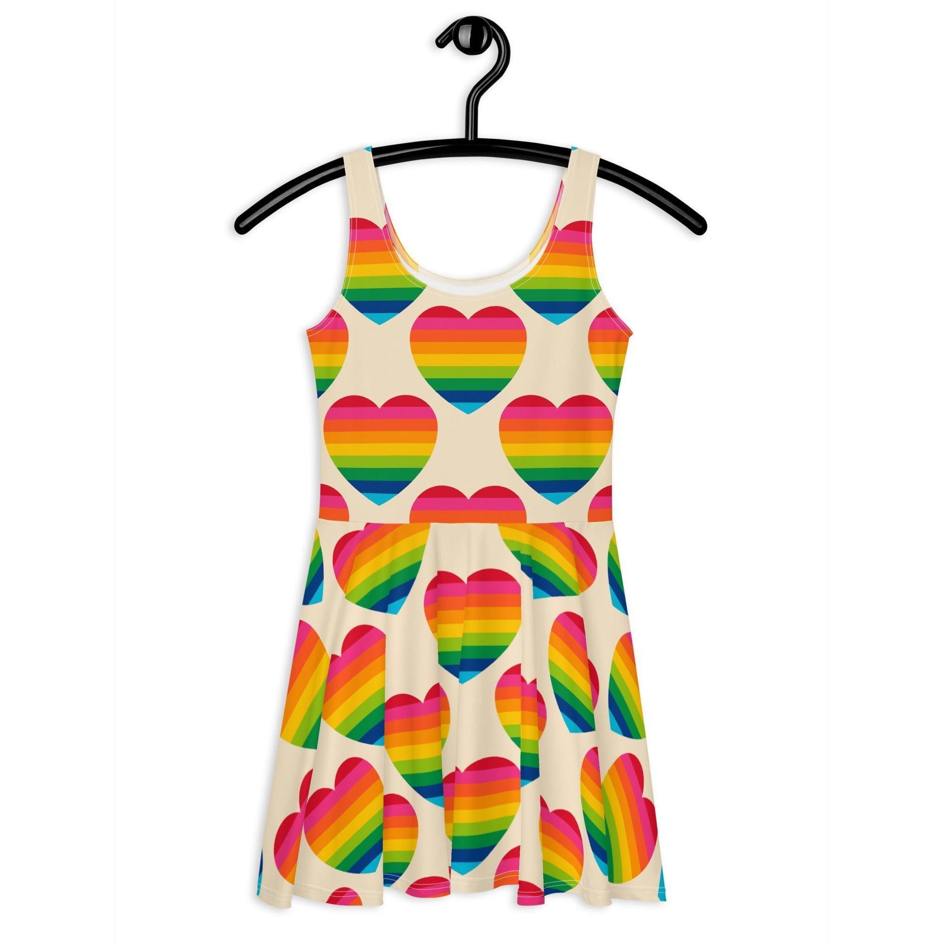 Skater dress - ELLIE LOVE rainbow - Bold heart print 3XL