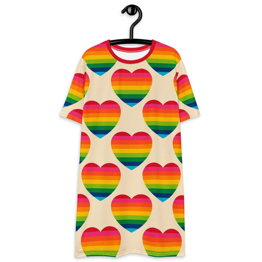 T-shirt dress - ELLIE LOVE rainbow - Bold heart print 6XL