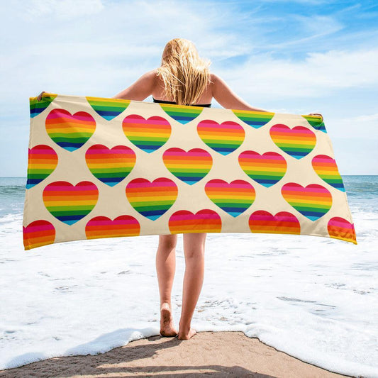 Towel - ELLIE LOVE rainbow - Bold heart print Default Title