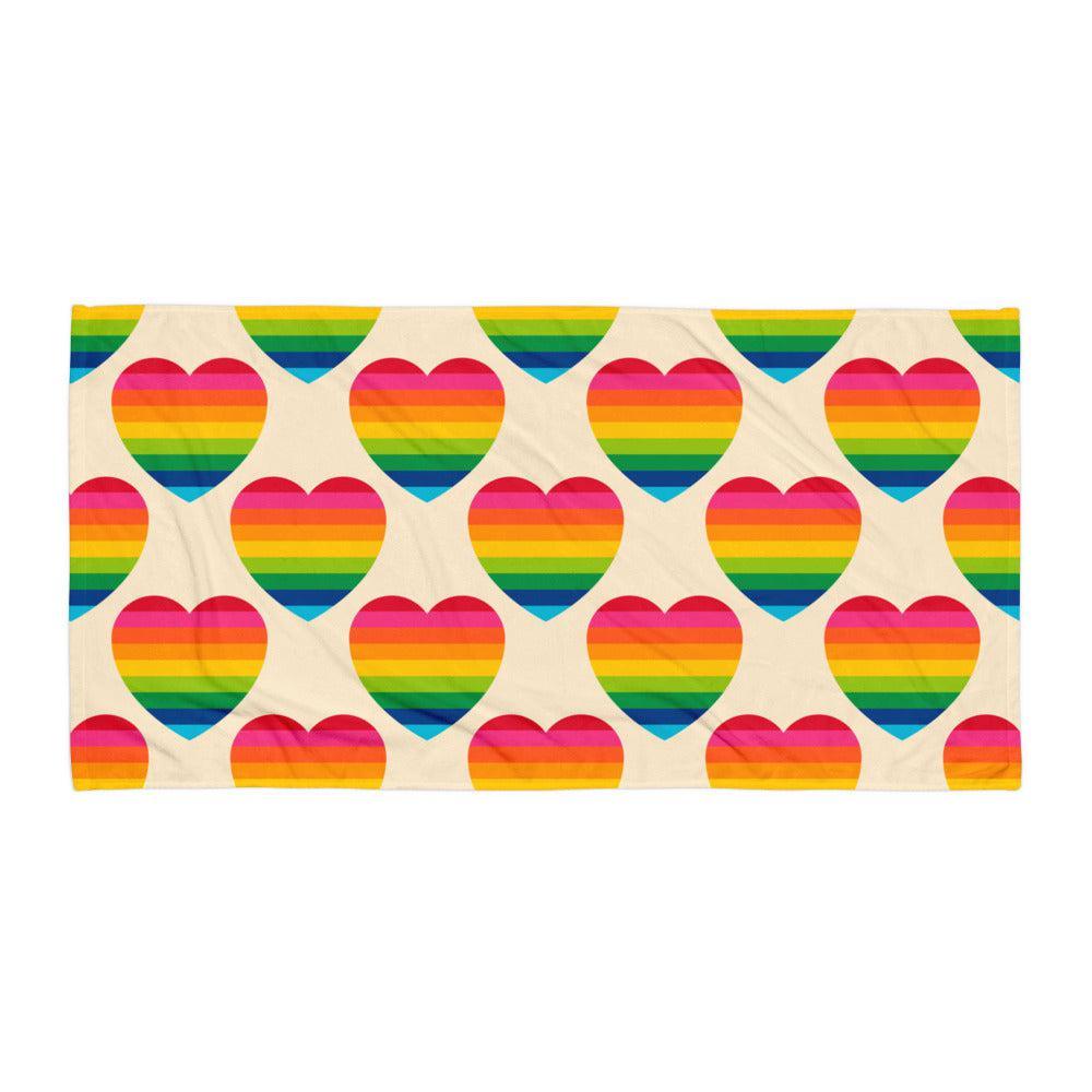 Towel - ELLIE LOVE rainbow - Bold heart print