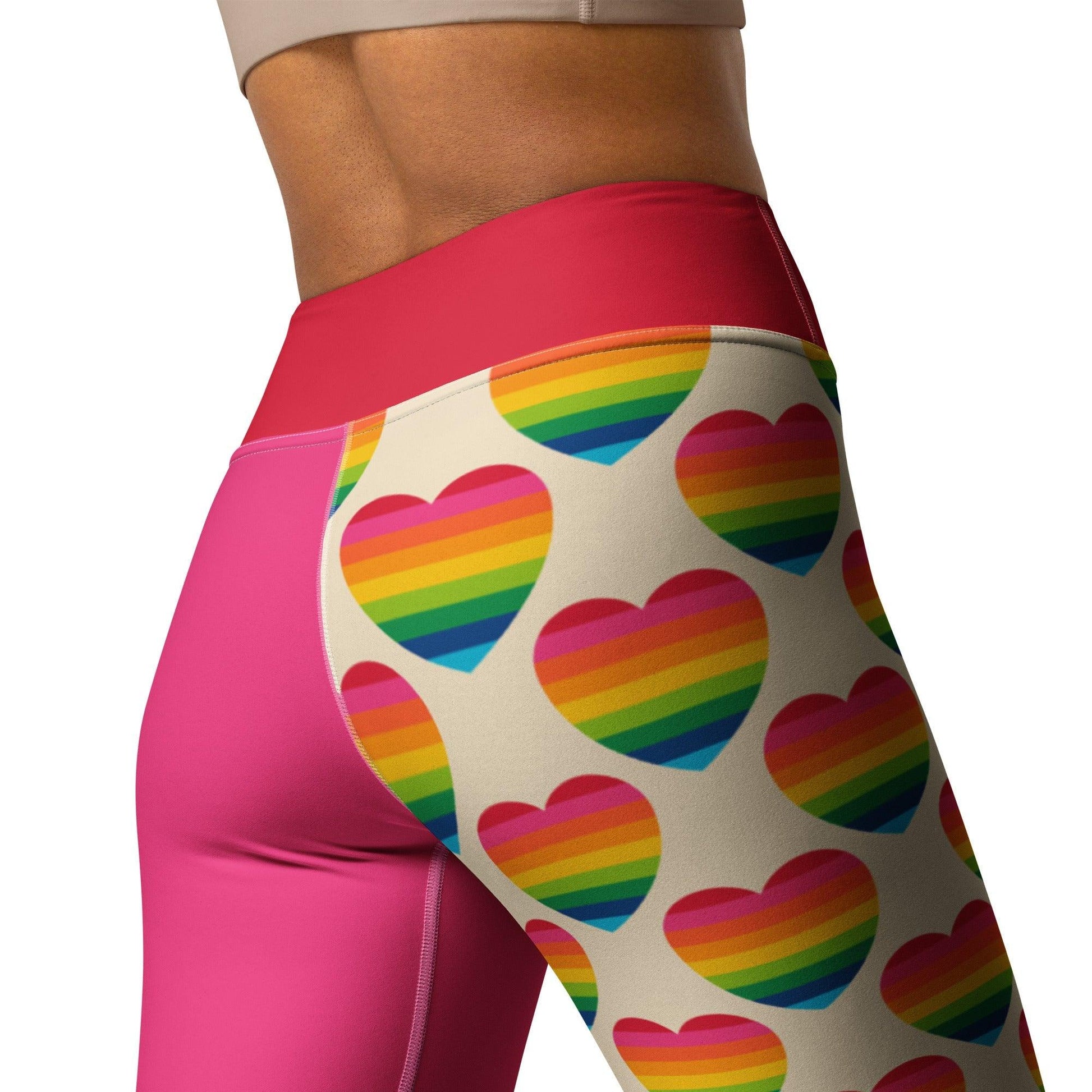 Yoga leggings - ELLIE LOVE rainbow - Bold heart print