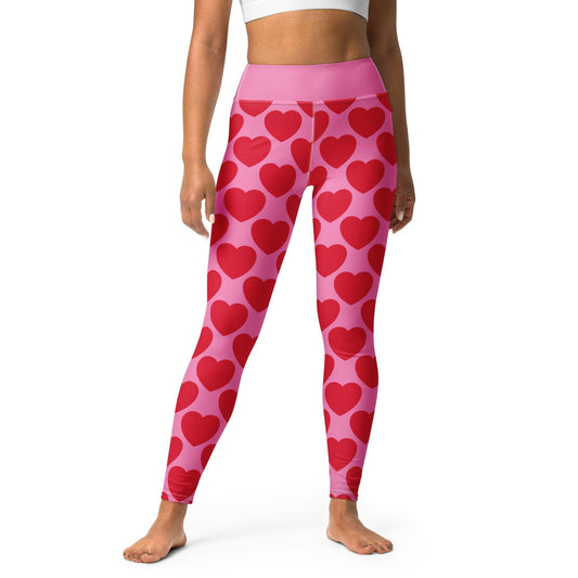 Yoga leggings -2- ELLIE LOVE red - Bold heart print XL