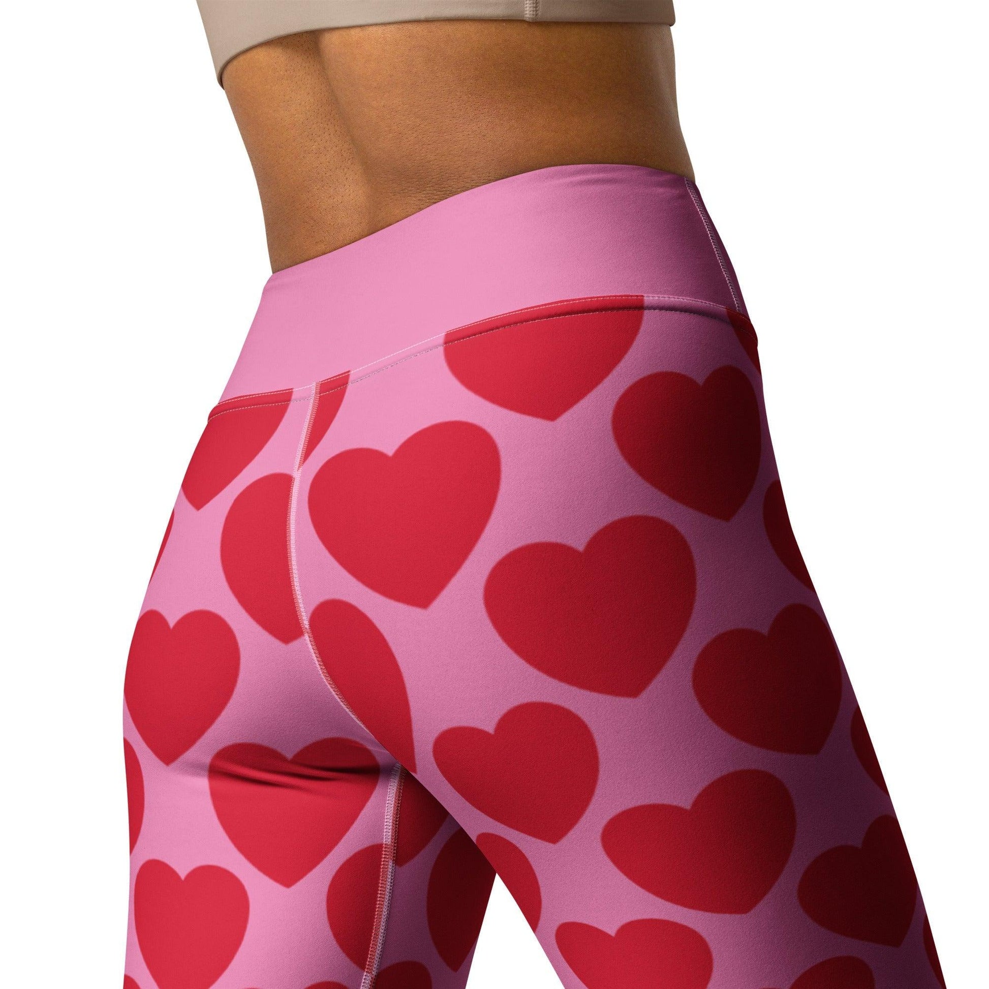 Yoga leggings -2- ELLIE LOVE red - Bold heart print