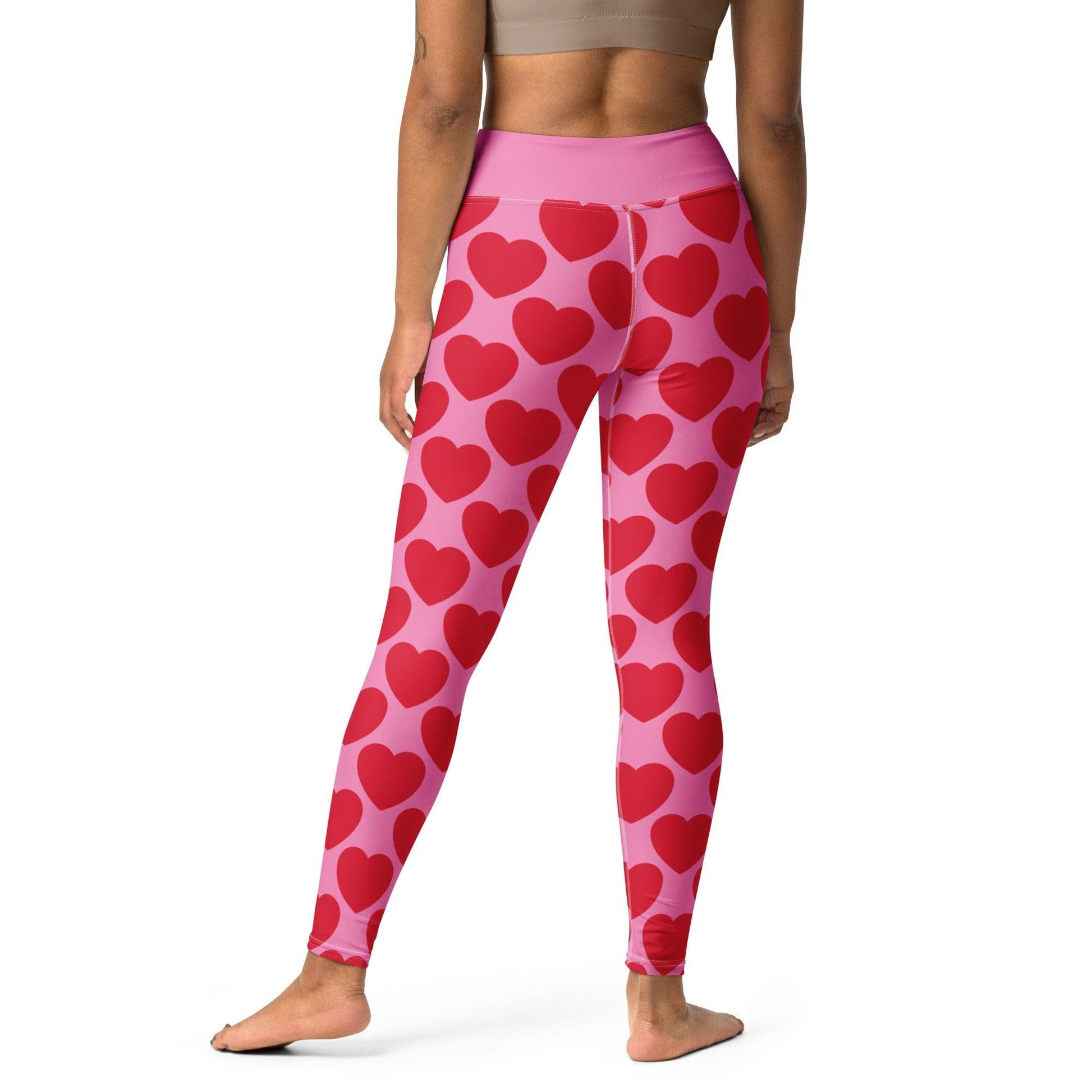 Yoga leggings -2- ELLIE LOVE red - Bold heart print